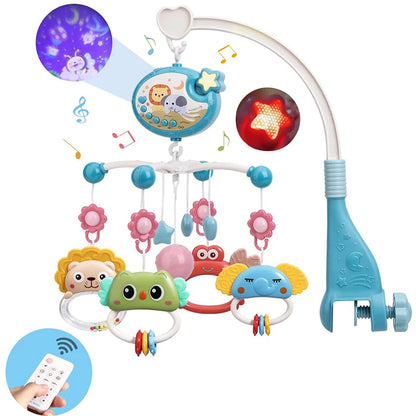 Musical Baby Crib Mobile with Lights Music Projection for Infants 0-6 Months Remote Control Crib Toys for Newborn Baby Mobile