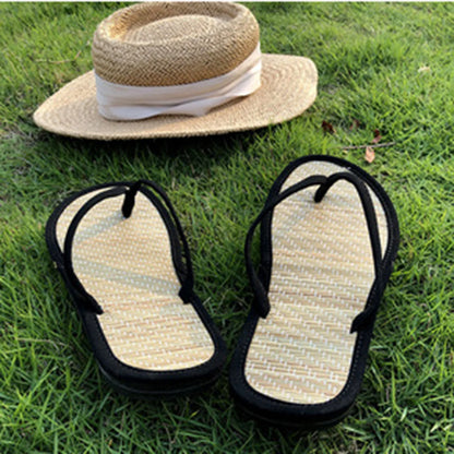 Women Flat Flip-flops Slippers Comfortable Non-slip Sandals Bamboo Rattan Flip Flop Home Bathroom Fashion Slippers Zapatos 2022