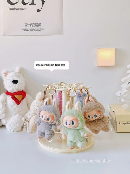 Labubu Pendant Display Box Rotating Transparent Labubu Doll Handmade Blind Box Storage Display Stand Decorative Ornament Gifts