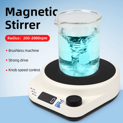 2000RPM Mini Electric Magnetic Stirrer with Stir Bar Brushless DC Motor Magnetic Mixer for Medical Chemical Laboratory EU Plug