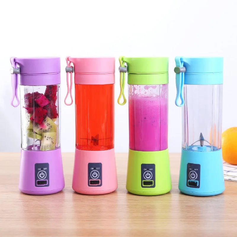 380ml Blue/Pink Mini Portable Blender Milkshake Cup With USB Rechargeable 6 Blades Mini Fruit Juice Mixer Shake Take Juice Cup