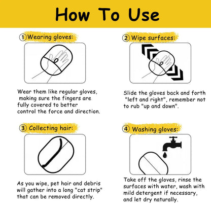 Pet Hair Removal Tool Reusable Static Removal Gloves, Double-Sided Grooming Gloves for Pets, Removes Pet Fur Hair for Carpets