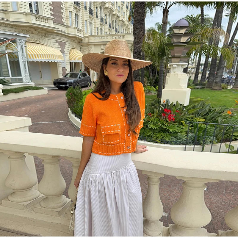 Elegant Unique Button Women's Cardigan Casual O-neck Knitted Single Breasted Sleeveless Blouse Female Summer Lady Office Wears