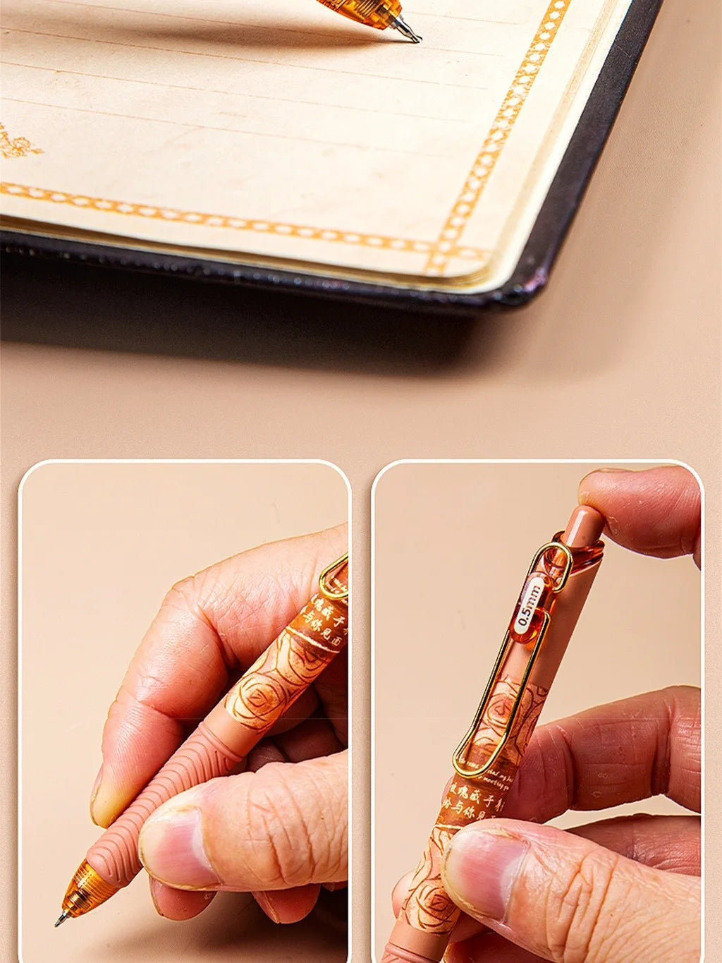 4PCS Retro Style Handbook Pen Marker Graffiti Brush Inscription Pen Office Culture and Educational Supplies