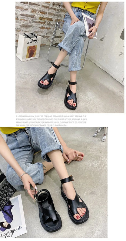 HOT Women's Sandals 2022 Summer Solid Color Comfortable Female Beach Shoes Chunky Sandals For Woman Non-Slip Shoe
