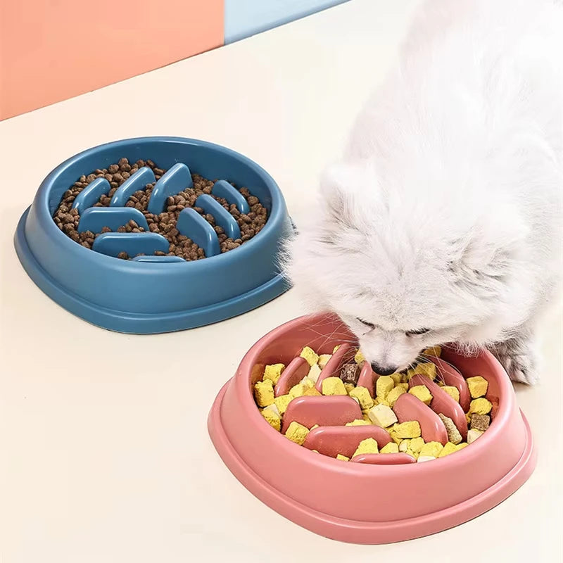 Pet Supplies Dogs and Cats Slow Food Bowl Puzzle Non-Choking Non-Slip Slow Feeder Thickened Plastic Plate Bowl Pet Feeding Bowl
