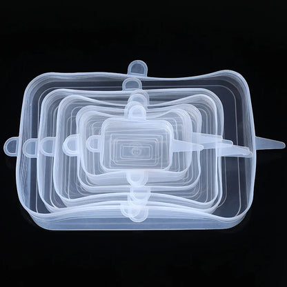 6pcs/set Silicone Covers Adaptable Silicone Lids Silicone Caps for Food Universal Dish Stretch Lids for Cans Kitchen Accessories