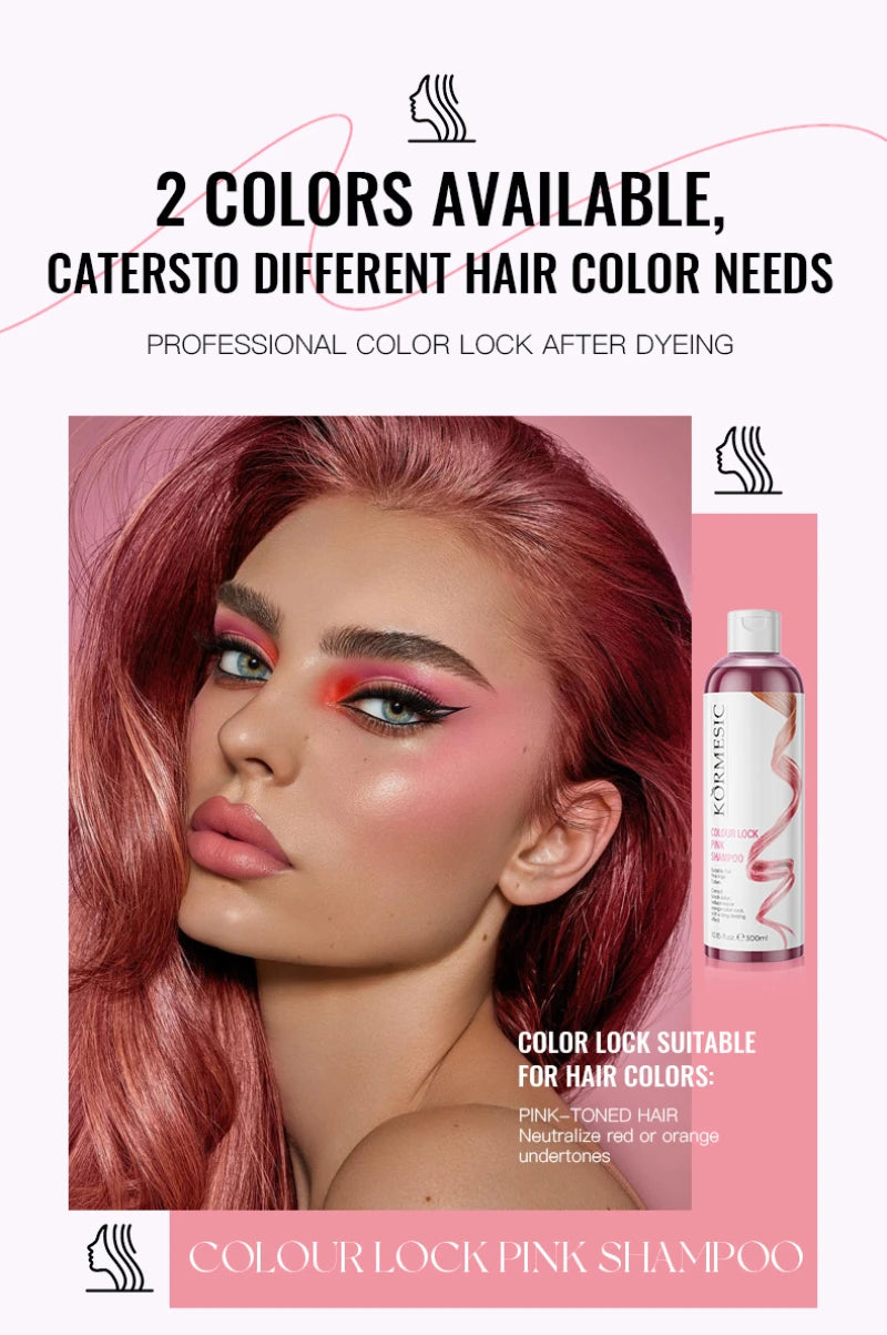 Color-Protecting Shampoo,Pink Setting Shampoo,Color Locking Care Shampoo,Enhance Color Retention Shampoo Makeup Color Protection