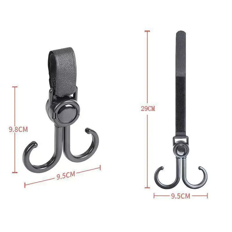 500Pcs/Lot Double Hooks Baby Stroller Electric Vehicle Motorcycles Scooters Rotate 360 Degree Organizer Hook For Bicycles LX6298