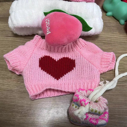 1set Clothes Suit Exquisite Soft Knitted Sweater DIY Accessories For 30cm Kawaii Yellow Duck Lalafanfan Plush Toys Stuffed Dolls