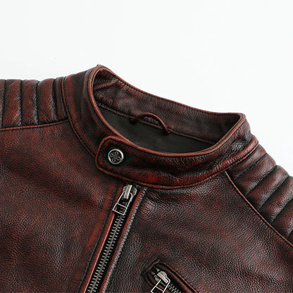 Copersian Men's Genuine Leather Jacket Natural Cowhide Hunting Jacket  Retro Motorcycle Jacket Spring Autumn Mens Clothes