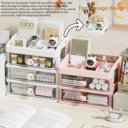 5 Tier Stationery Handbook Student Desktop Organizer, Organizer Drawers, Hair Accessories Organizer for Kids, Pen Holder Shelf