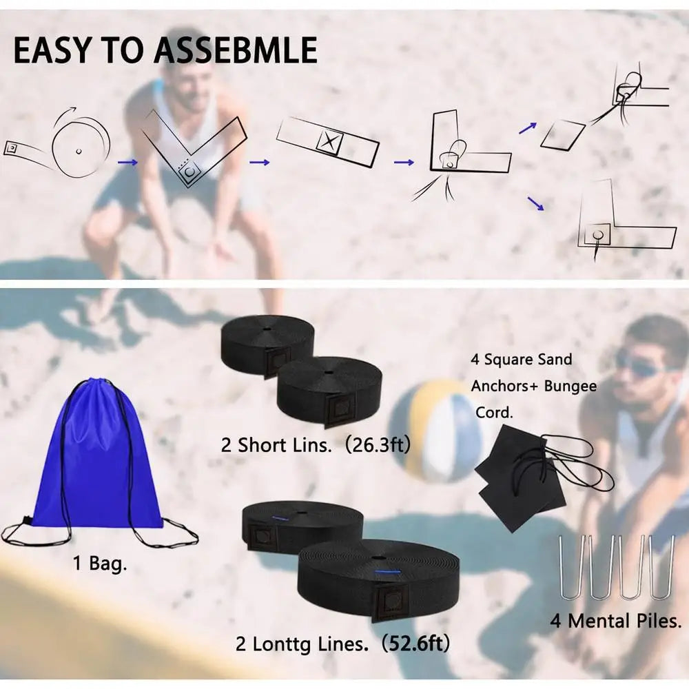 Beach Volleyball Lines Heavy Duty Court Boundary Lines Portable Sports Supplies Reusable Outdoor Play Accessories For Daily