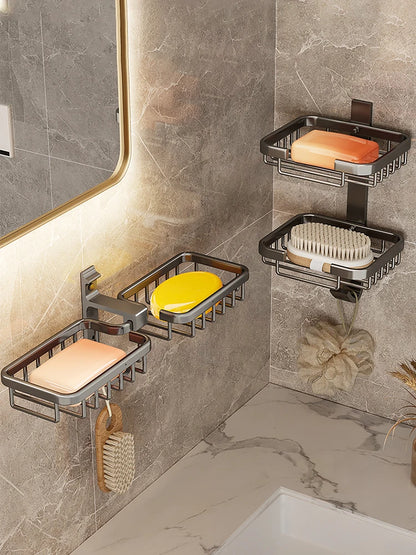 Aluminum Bathroom Drain Soap Storage Holder Soap Dish Storage Rack Bathroom Accessories