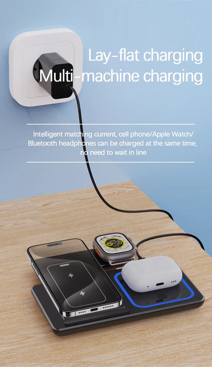 High-Speed Wireless Charging Station 3in 1 for iPhone16/15/14/13/12/11,iWatch10/9/8/7,AirPods2/3/Pro-Multiple Devices-for Home