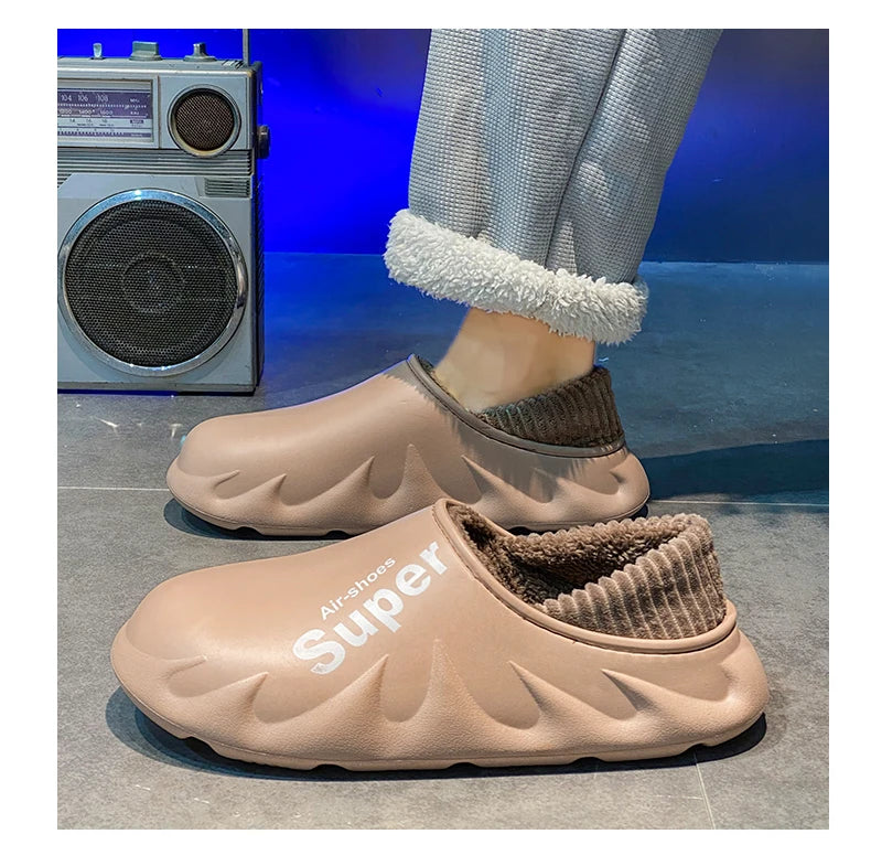 Plus Size 4849 Winter Men Slippers Warm Fur Home Slippers for Men Fashion Plush House Cotton Shoes Womens Wear Slides New