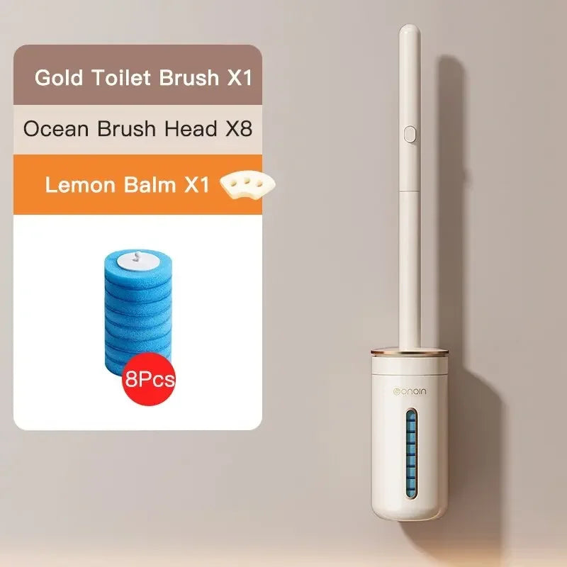 Disposable Toilet Brush Cleaner with Long Handle Bathroom Cleaning Sponge Brush with Replaceable Brush Head Toilet Accessories