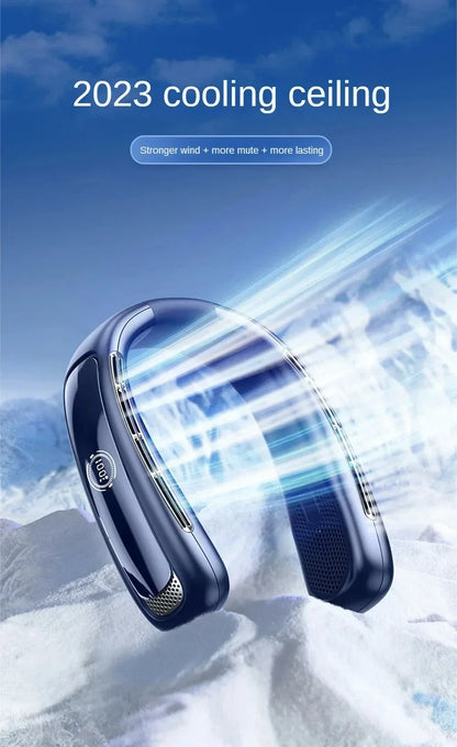 15000mah Portable Neck Fan Smart Digital Display USB Rechargeable Outdoors Bladeless Silent Cooling Neck Fan For Summer Sport