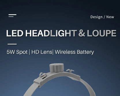 2.5X/3.5X  Dental LED Light Lamp Binocular Loupes Brightness Spot Adjustable Dental Lab 5W Headlamp For Surgical Headlight