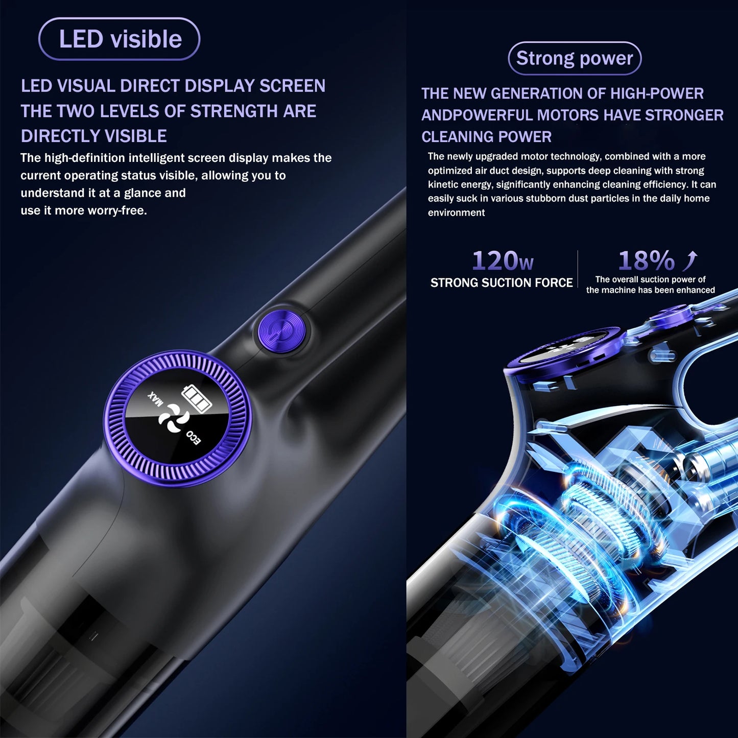 Portable Cordless Handheld Vacuum, Rechargeable, Cyclonic Suction for Car/Office/Home - Powerful & Lightweight