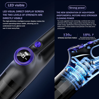 Portable Cordless Handheld Vacuum, Rechargeable, Cyclonic Suction for Car/Office/Home - Powerful & Lightweight