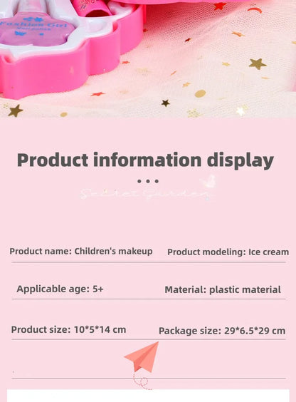 Girl Ice Cream Cosmetics Princess Cosmetics Box Ice Cream Box Lipstick Children's Toys Children's Games Baby Cosmetics Set