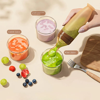 Safe Useful Silicone Baby Bottle with Spoon Food Supplement Rice Cereal Bottles Squeeze Spoon Milk Feeding Bottle Cup