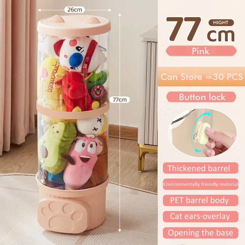 Doll Storage Bucket Transparent Moistureproof Storage Tube for Children's Plush Toys Organizer Home Organization and Storage