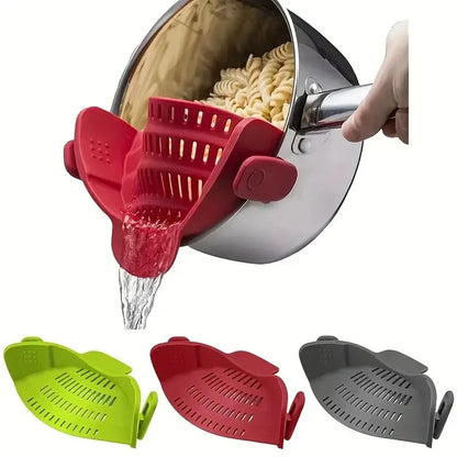 Silicone Kitchen Strainer Clip On Pots and Pans Drain Rack Pasta Noodle Vegetable Fruit Strainer Colander Kitchen Gadgets