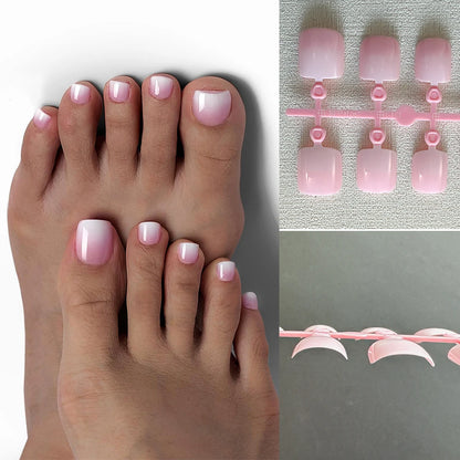 120pcs Square ToeNail Tips - Short French Tip Press On Toenails Pink Soft Gel Toe Nail Tips Full Cover Fake Toe Nail Extensions