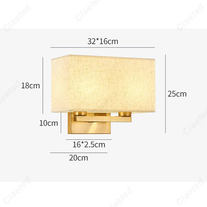 LED Fabric Lampshade E27 Decorative Wall Lamp Indoor Corridor Living Room Bedroom Bedside Wall Lamp Decorative Lighting Fixture