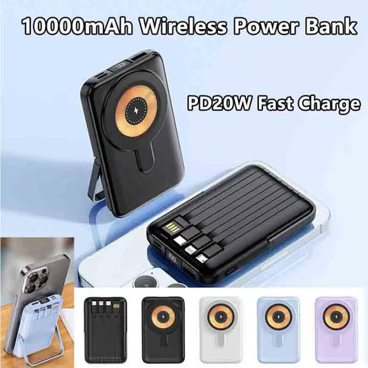 10000mAh Wireless Power Bank Magnetic 15W Wireless Charger with Stand External Battery PD20W Fast Charging For iPhone PowerBank
