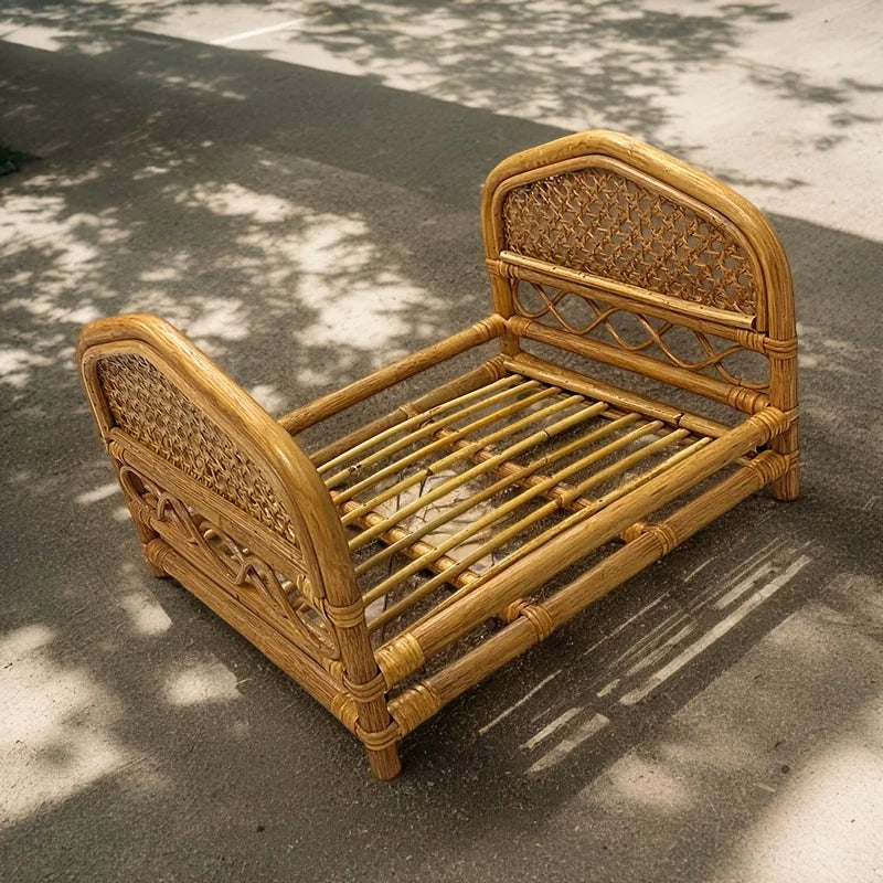 Baby Bed Newborn Photography Props Handmade Bed Baby Vintage Rattan Wooden Sofa Crib Photo Background Photo Studio Posing Props