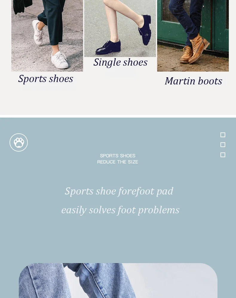 Half Insoles for Shoes Inserts Forefoot Insert Non-slip Sole Cushion Reduce Shoe Size Filler High Heels Pain Relief Shoe Pads