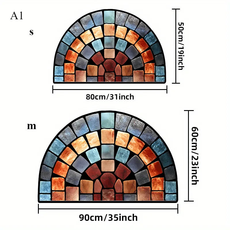 VIKAMA Flower Floor Mats Half Circle Printed Floor Mats Entryway Floor Mats Bathroom Door Mats Dirty Resistant Floor Mats