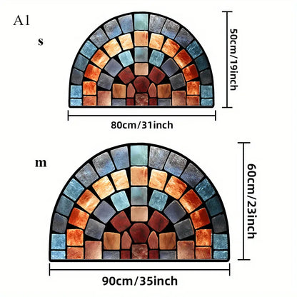 VIKAMA Flower Floor Mats Half Circle Printed Floor Mats Entryway Floor Mats Bathroom Door Mats Dirty Resistant Floor Mats