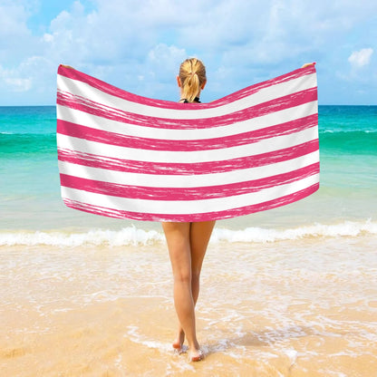 1pc Striped beach towels, ultra-fine fiber beach towels, multifunctional beach towels for swimming and shower rooms
