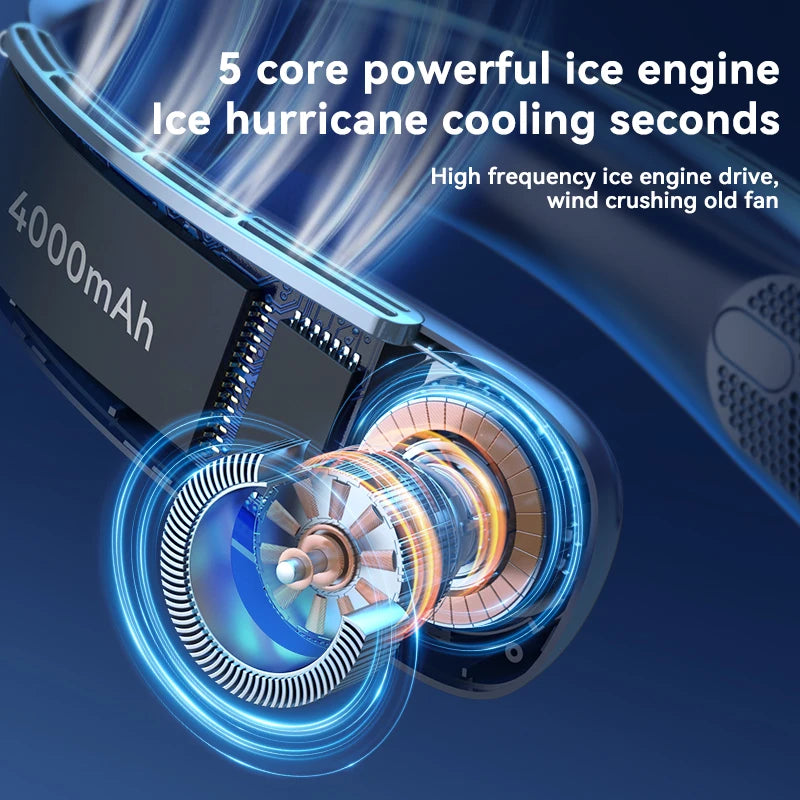 Xiaomi Portable Neck Fan Smart Digital Display Power Ventilador Rechargeable Outdoor Bladeless Silent Electric Neck Fan Cooler