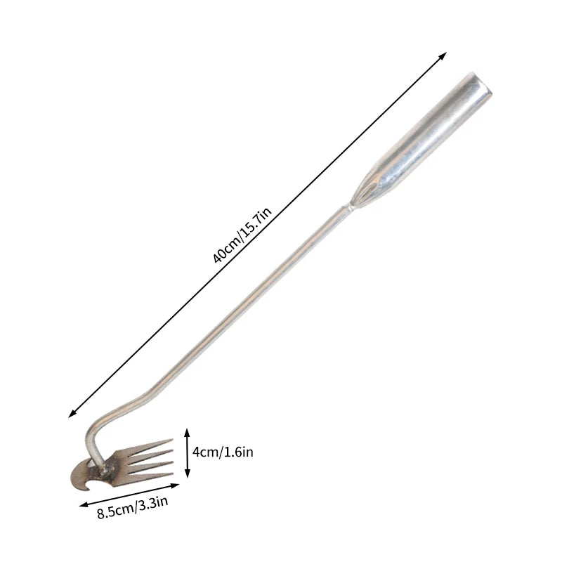2 in 1 Garden Weeder Rake 4/5/6/11Teeth Agricultural Rake Crescent Shaped Hoe Loosening Soil Digging Agricultural Tool