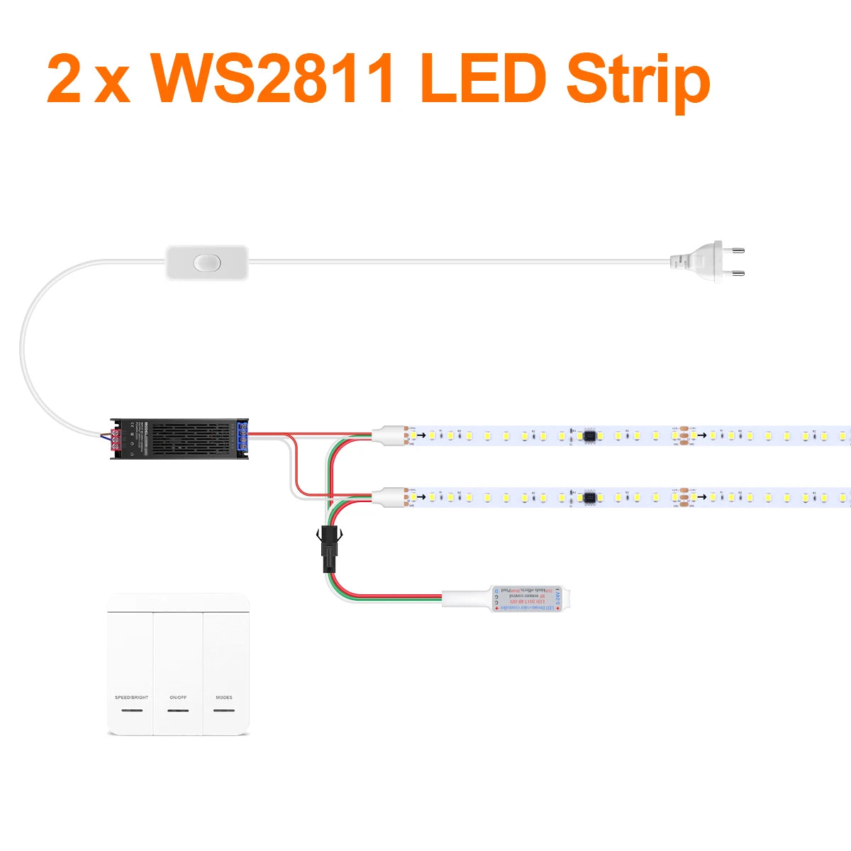 Smart WS2811 IC LED Strip Light Horse Running Chasing Effect Individual Pixel LED Addressable Control With Remote Panel Switch