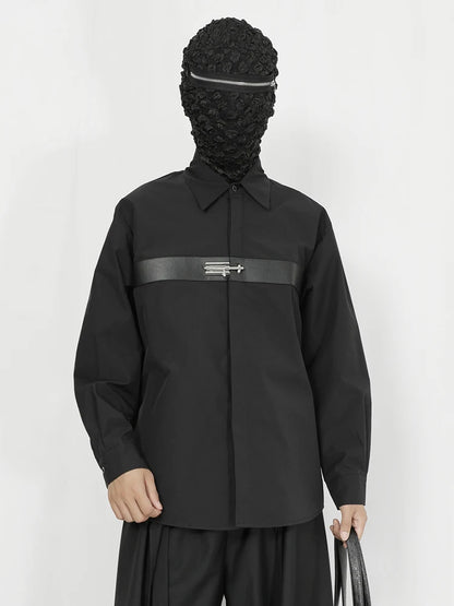 Men's shirt original 2023 new niche design feeling young men's fashion leisure loose black long sleeve shirt in the autumn