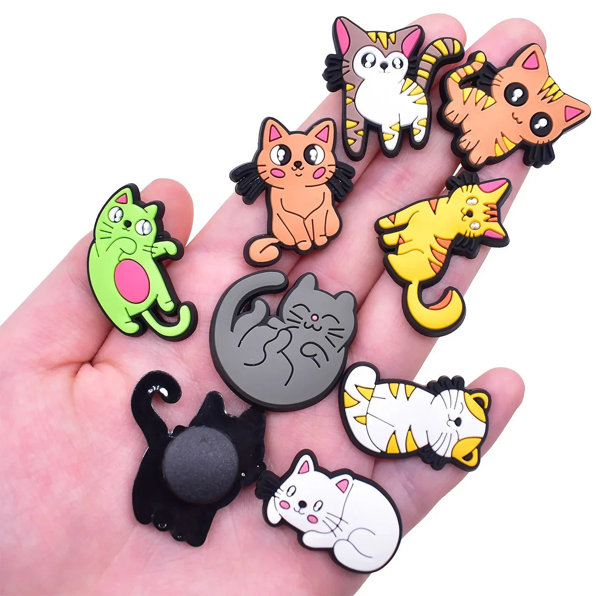 Cute Cats Shoe Charms Decoration for Crocs Pin Accessories Bracelet Wristband Party Gifts