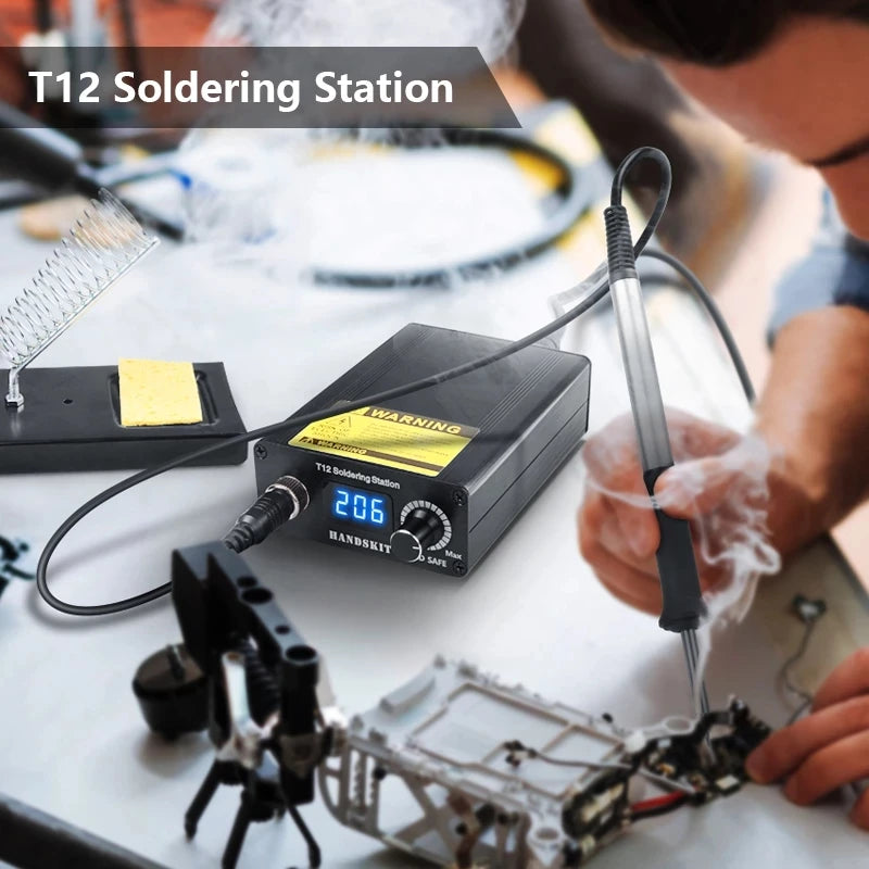 T12 Soldering Station Mini Digital Dual Voltage Repair Soldering Iron Equipment Portable Home Electronics Repair Tool Set