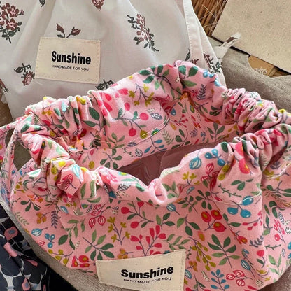 Portable Baby Organizer Baby Diaper Bag Mommy HandBag Drawstring Stroller Wet Dry Nappy Bags Printed Flower Bebe Diapers Storage