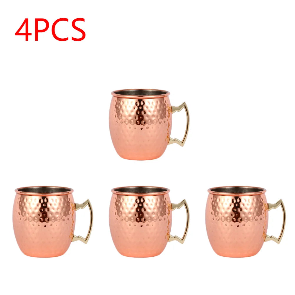 1-4PCS Mug Moscow Mule Stainless Steel Cup Beer Russia Moscow Mule Copper Mugs Bar Tools High Quality Party Bar Drinkware Tools