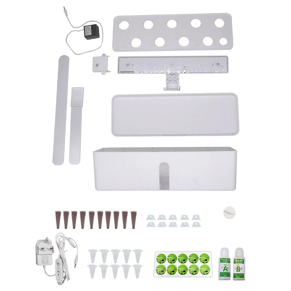 Hydroponics Growing System Automatic Timing Indoor Garden Kit 9 Pods Height Adjustable 15W LED Grow Lights 2L Water Tank