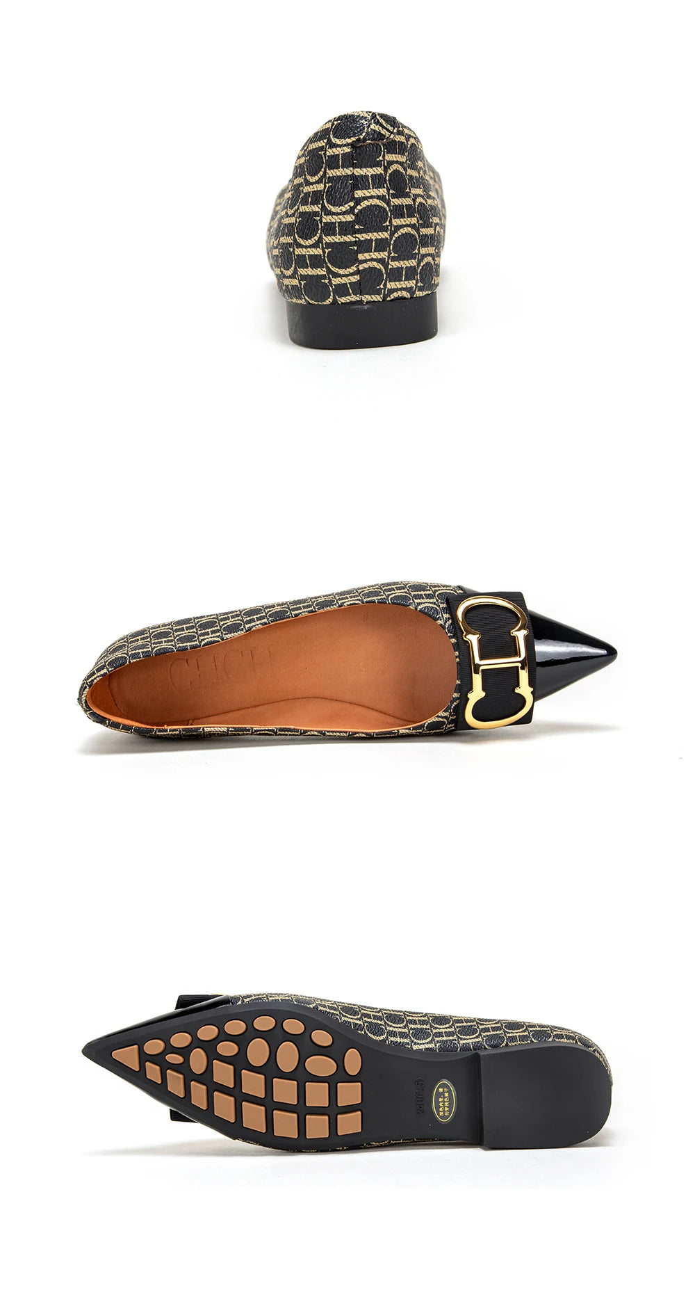 CHCH Women's Lefu Shoes New Spliced Pointed Anti slip Flat Casual Shoes Business Shoes