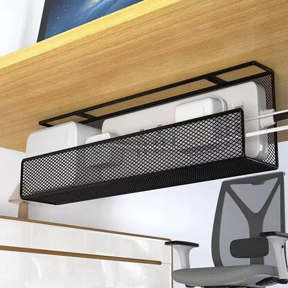 Iron Cable Manager Under The Desk Cable Management Rack No Hole Wire Organizing Box Plug Plug Board Storage Fixed Shelf