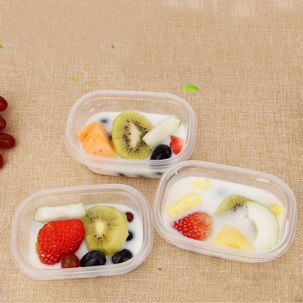 12pcs 280ML Rectangular Plastic Lunch Boxes Disposable Food Container Kitchen Sealed Box For Fruit Cake