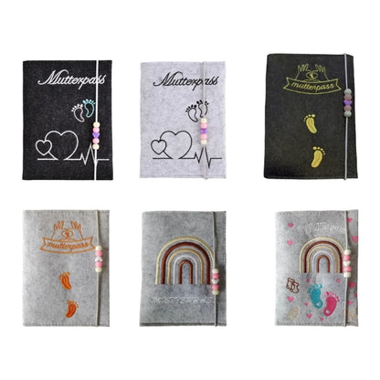 Maternity Log Protective Cover Handmade Felt German Passport Cover for Storing Hospital Vaccination Certificate Insurance Card